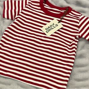 Daily Drills Vintage Red and White Striped Tee
